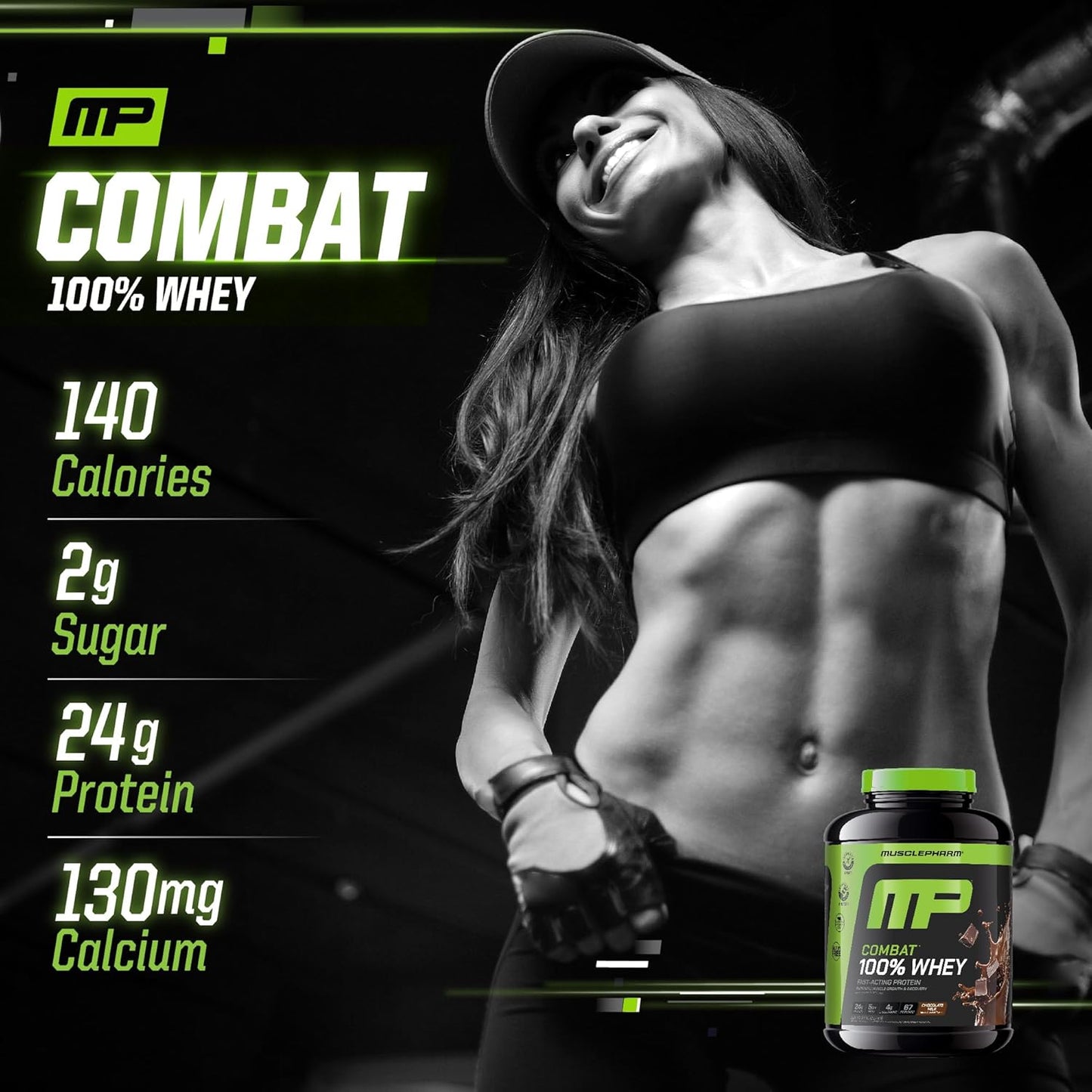 Musclepharm Combat 100% Whey Protein Powder, Chocolate Milk, Fast Recovery & Muscle Gain with Whey Protein Isolate, High Protein Powder for Women & Men, Gluten Free, 5 Lb, 70 Servings