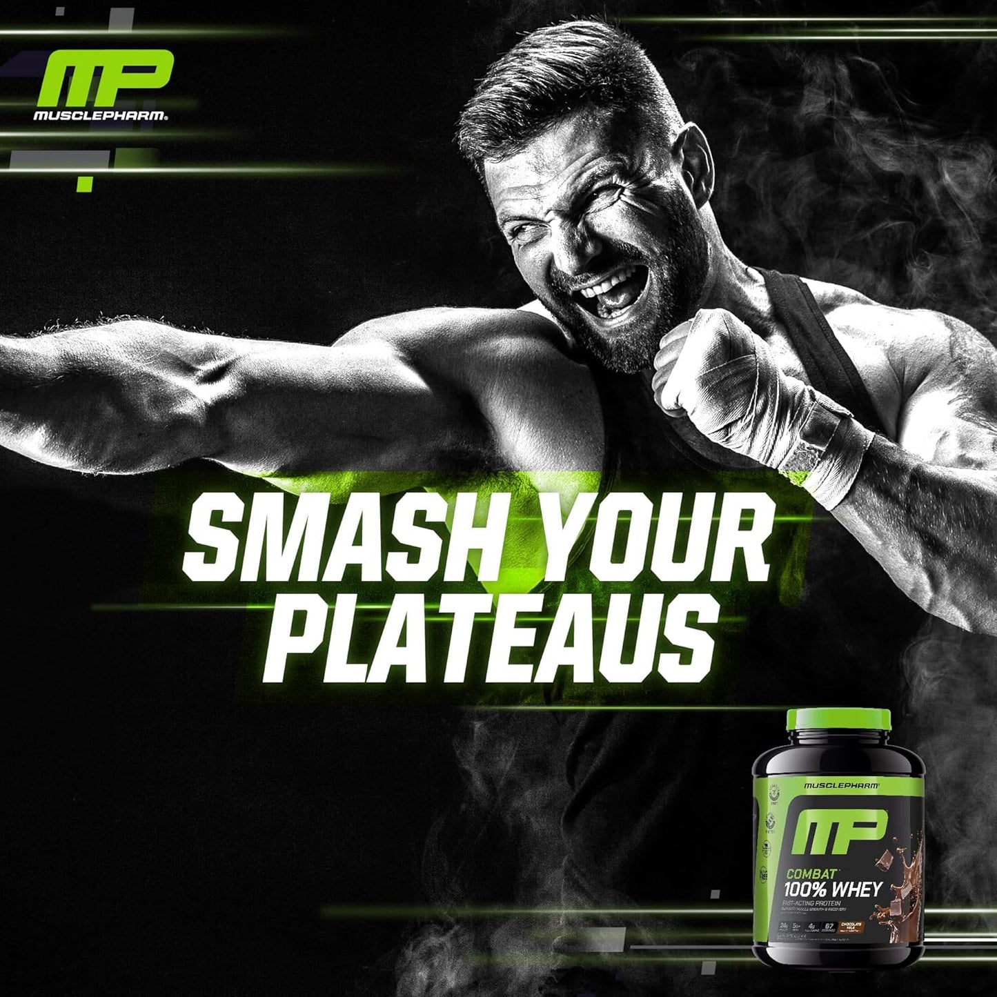 Musclepharm Combat 100% Whey Protein Powder, Chocolate Milk, Fast Recovery & Muscle Gain with Whey Protein Isolate, High Protein Powder for Women & Men, Gluten Free, 5 Lb, 70 Servings