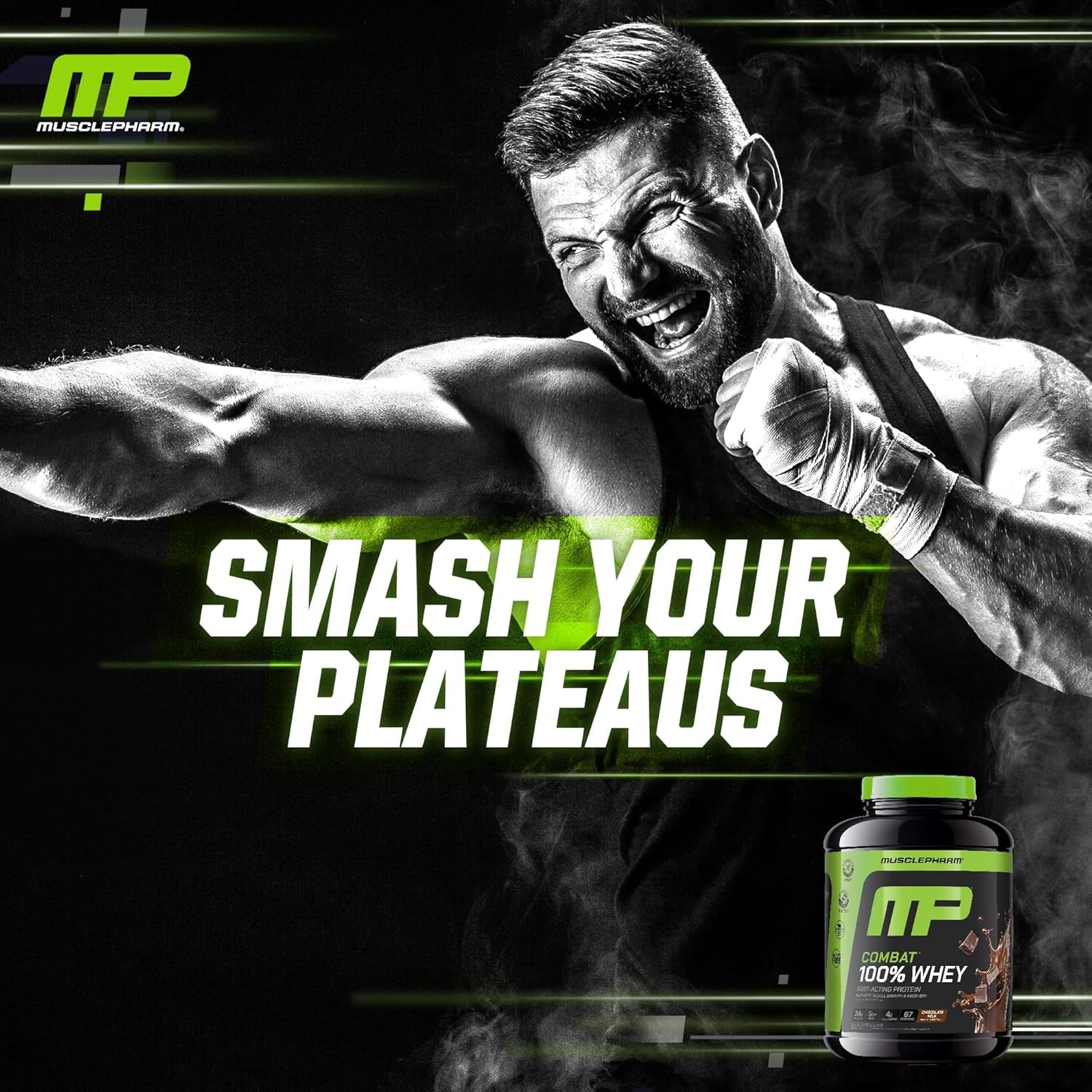 Musclepharm Combat 100% Whey Protein Powder, Chocolate Milk, Fast Recovery & Muscle Gain with Whey Protein Isolate, High Protein Powder for Women & Men, Gluten Free, 5 Lb, 70 Servings