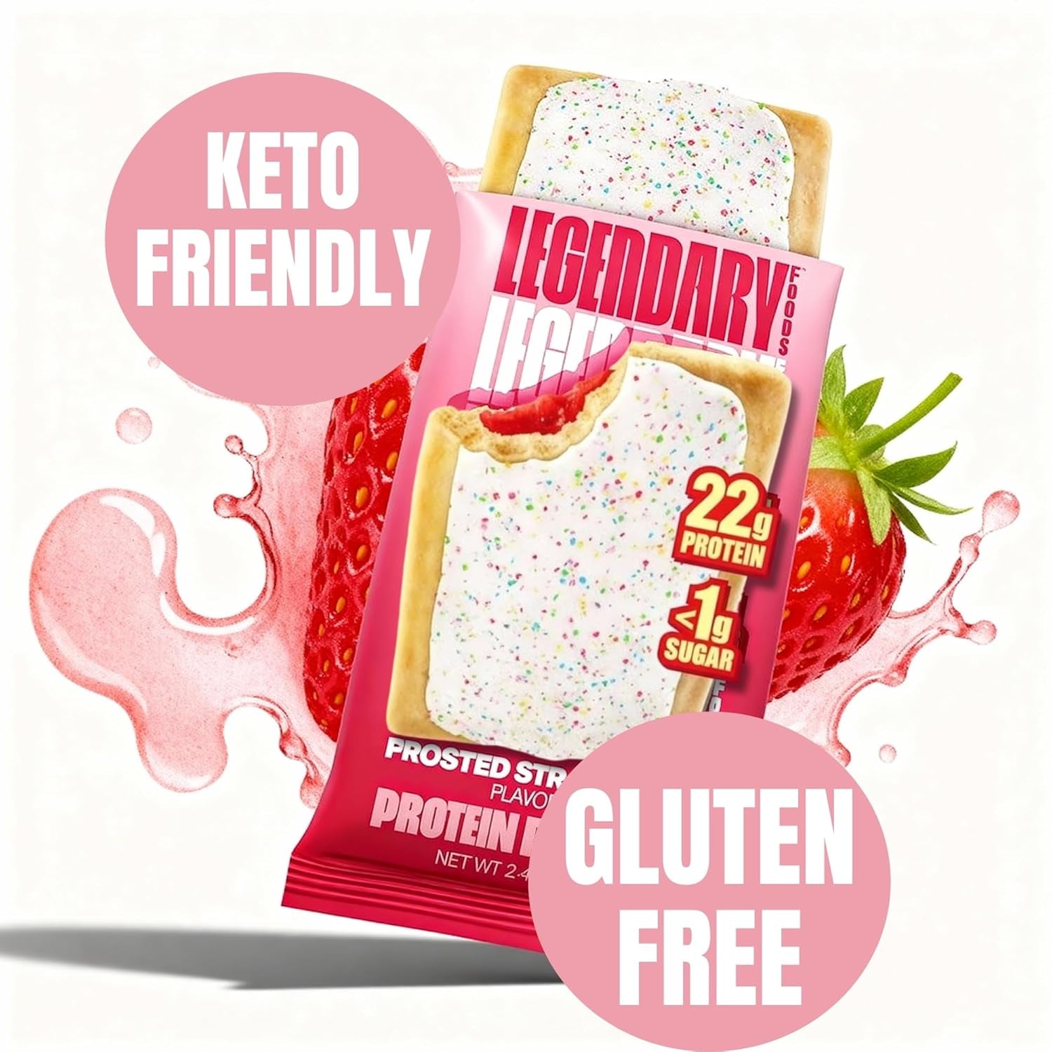 22 G High Protein Pastry+ Premium Boosted - Low Carb Meal Replacement Bar - Gluten Free Protien Snacks - Healthy Keto Snack Box - Low Sugar Energy Bar - Bariatric Diabetic Friendly
